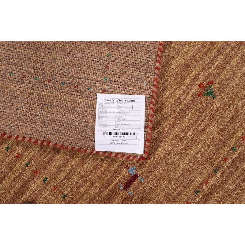 Striped Gabbeh Indian Accent Rug Handmade Wool Carpet - 3'2" x 4'10"