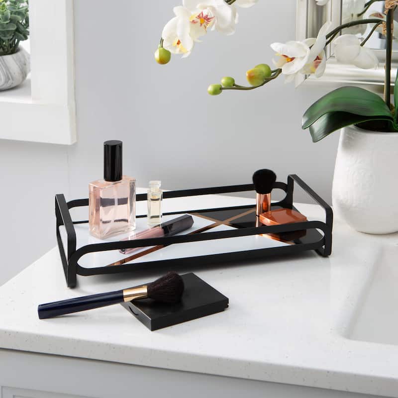 Home Details Color Block Vanity Tray in Matte Black - 12.8"x 6.65"x 2.5"