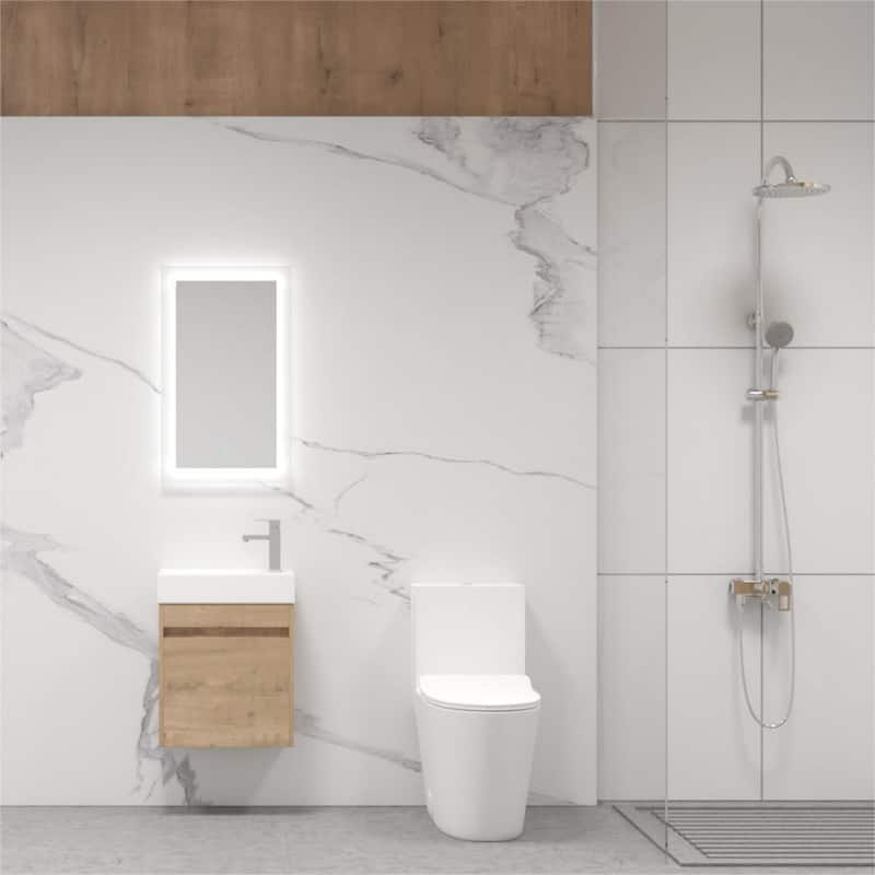 Wall 18'' Single Bathroom Vanity with Sink and Resin Vanity Top
