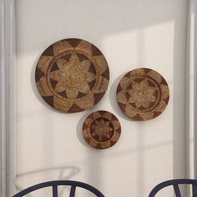 Light Brown Palm Tree Traditional Wall Decor Abstract (Set of 3)