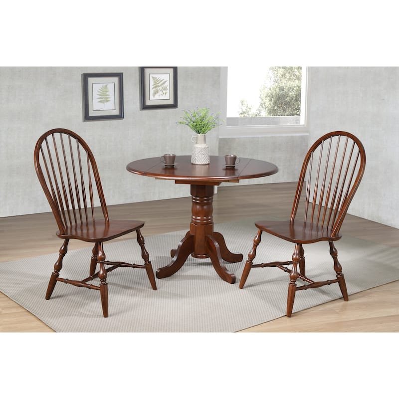 Round Extendable Dining Table 42" Art Deco Style, Brown, Seats 4 - 42