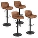 preview thumbnail 6 of 27, Art Leon Faux Leather Adjustable Swivel Barstool, Set of 4 Set of 4 - Yellow Brown Faux Leather (striated)