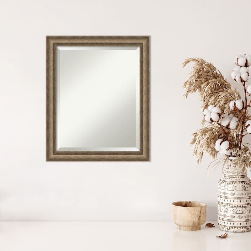 Angled Beveled Wood Framed Wall Mirror