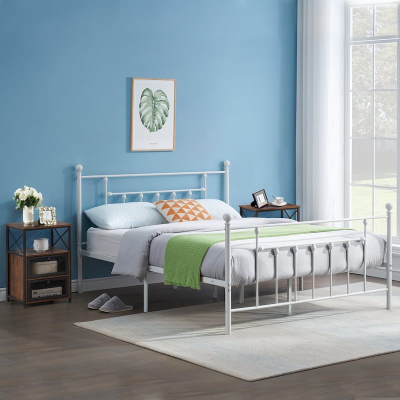 Taomika 3-pieces Bed Frame and Brown Nightstands Set -（Set of 3）