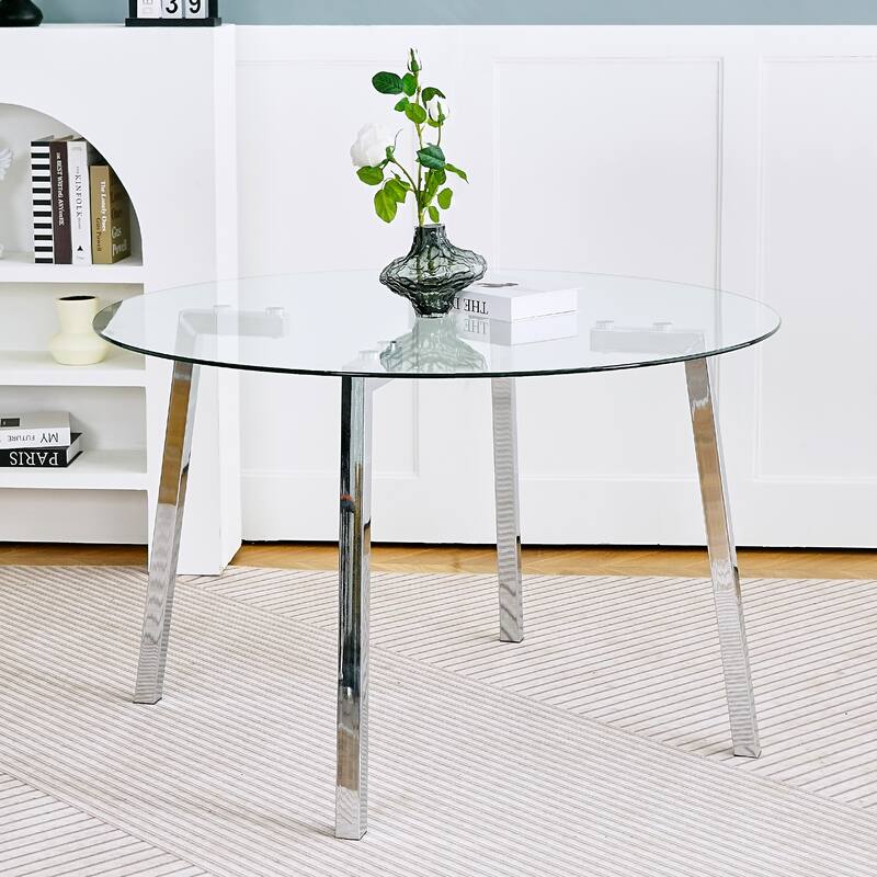 Modern minimalist ROUND glass dining table