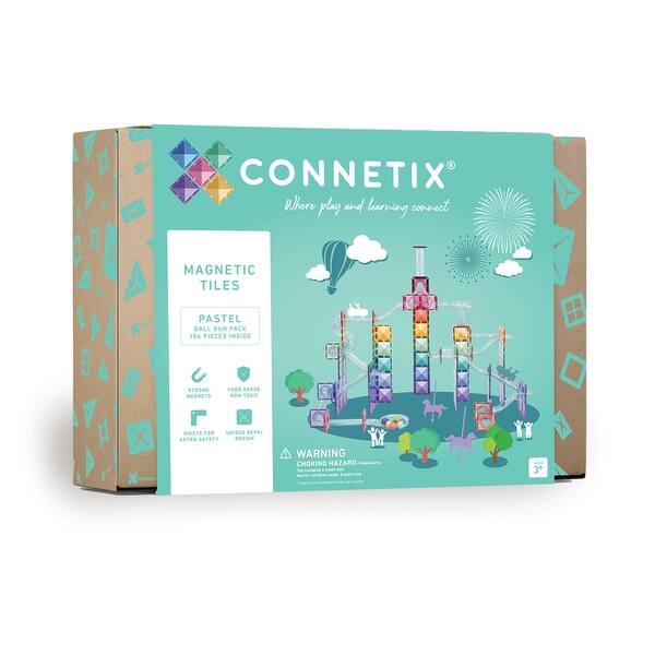 slide 2 of 8, Connetix Magnetic Tiles Pastel Ball Run Pack, 106 Pieces Pastel - Kids