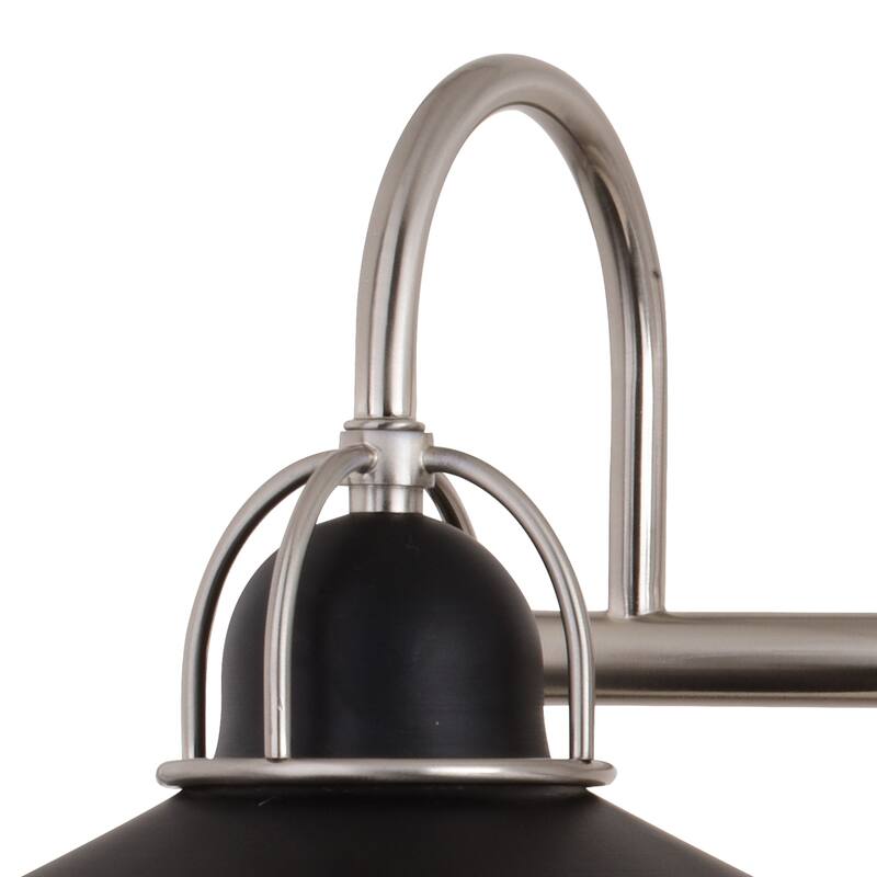 VAXCEL Galena Matte Black and Satin Nickel Nautical Coastal Bathroom Vanity Lighting Fixture, Steel Cage Wall Sconce