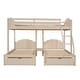preview thumbnail 4 of 16, Full Over Twin & Twin Bunk Bed Velvet Triple Bunk Bed with Drawers and Guardrails, Beige