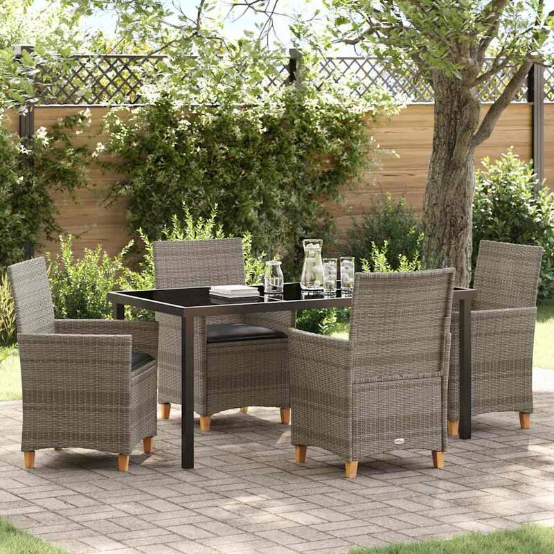 vidaXL Garden Dining Set Poly Rattan - Grey-21.65x23.62x36.61 in.