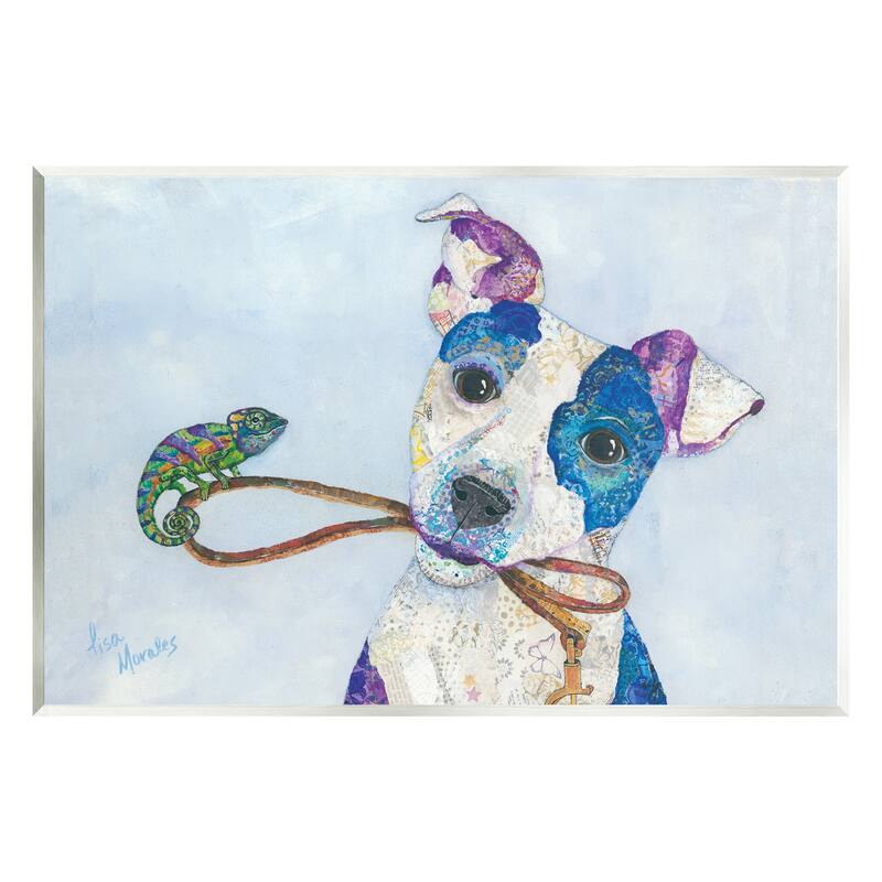 Stupell Jack & Chameleon Smiling Dog Portrait Collage Wood Wall Art, Design by Lisa Morales - 19 x 13