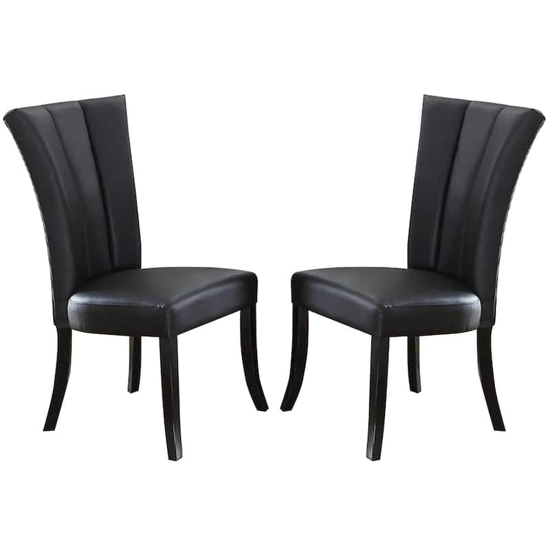 Black/Black Faux Leather Upholstered Wood Frame Dining Chair, Set of 2, Sturdy Dining Chair for Dining Rooms - 24.6