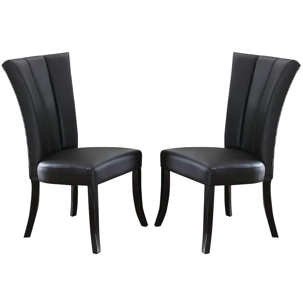 Black/Black Faux Leather Upholstered Wood Frame Dining Chair, Set of 2, Sturdy Dining Chair for Dining Rooms - 24.6