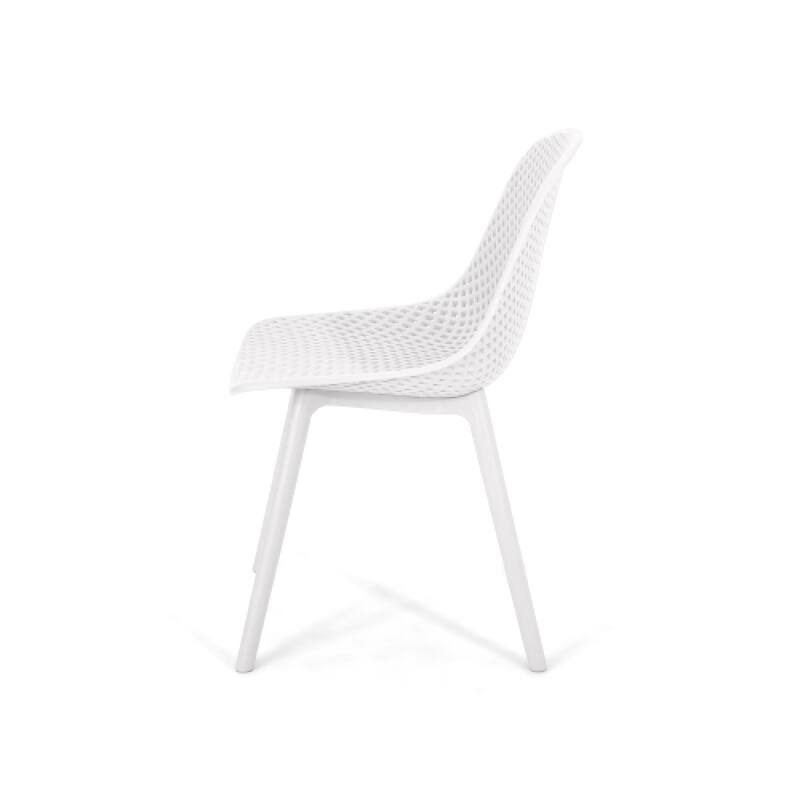 Roomfitters Modern Perforated Dining Chairs (Set of 4), Sleek Lightweight Design for Indoor Outdoor Spaces