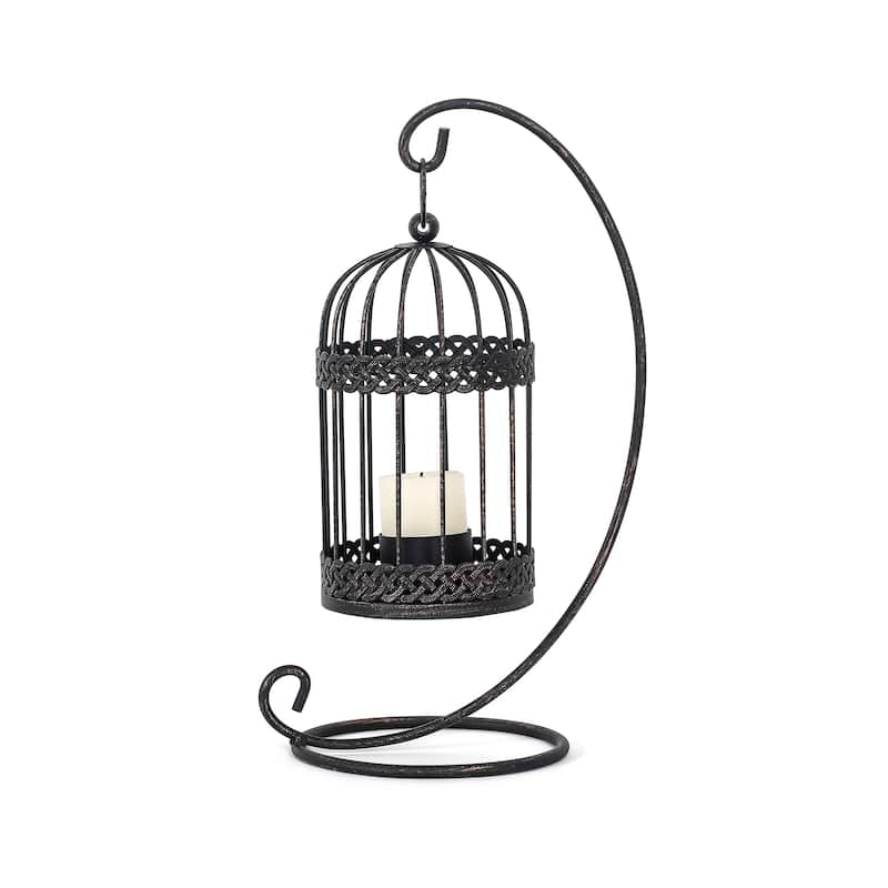 Adeco Birdcage Style Hanging Candle Holder Stand Vintage Lantern