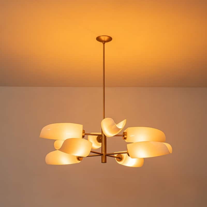 Modern 8-Light Opal Glass Tiered Chandelier - 42.5in