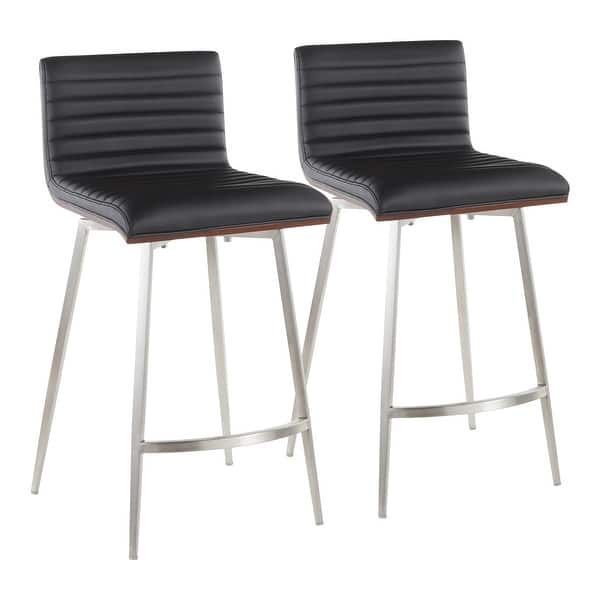 slide 23 of 30, Mason Contemporary Swivel Counter Stool Upholstered in Faux Leather (Set of 2) - N/A Black