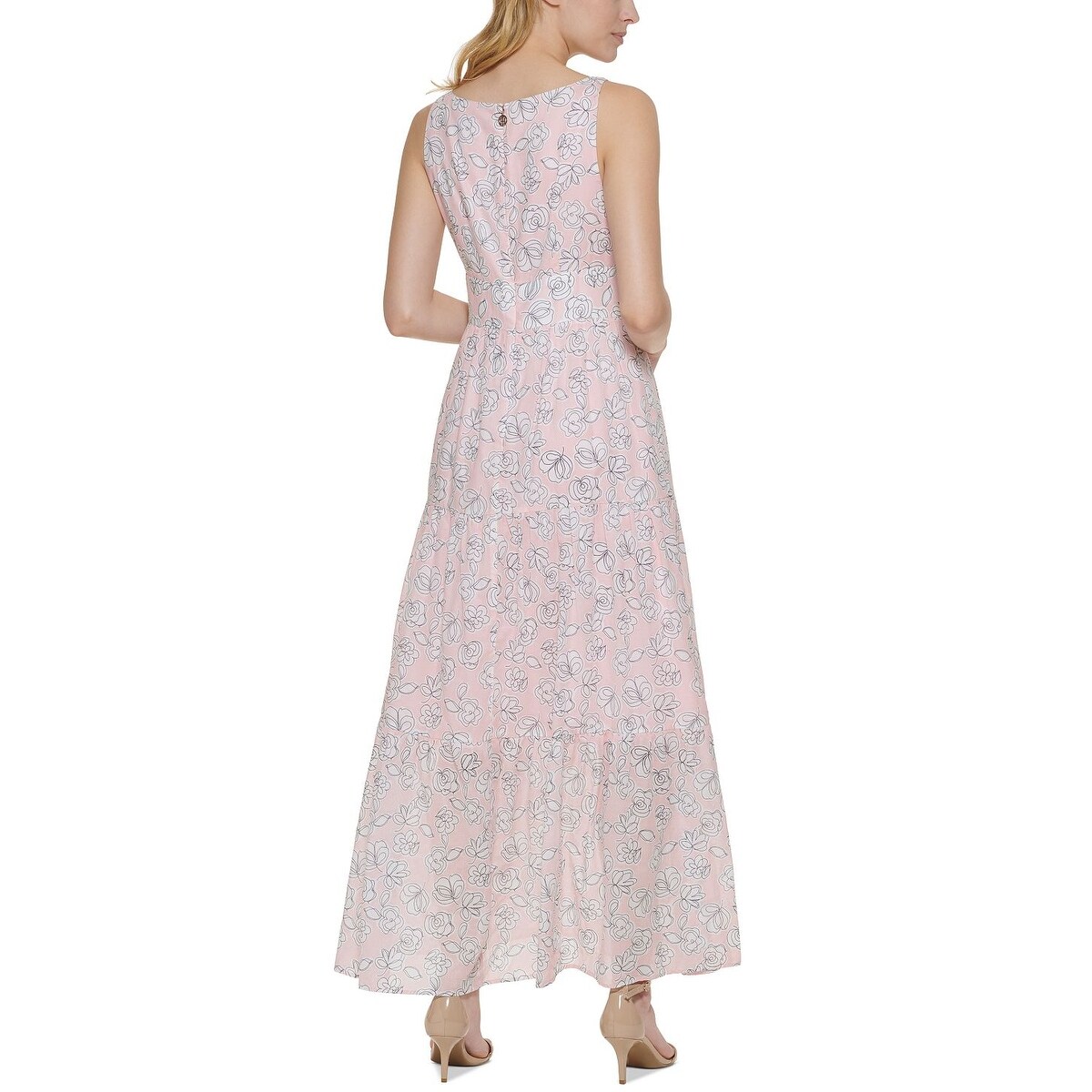 tommy hilfiger maxi dress Tiered Stripe This ultra Tommy Hilfiger Women's Dress Maxi,Ivory/Guava,4