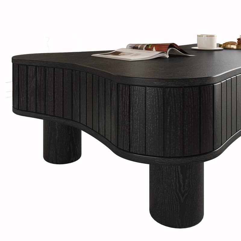 42" Lift Top Coffee Table for Living Room - Fluted Panel Hidden Storage with Silent Hydraulic Lift