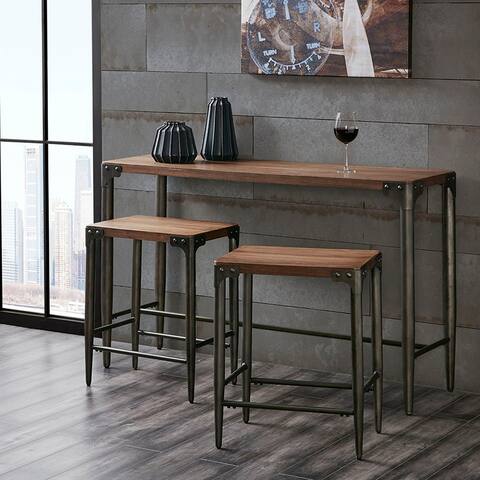 INK+IVY Caden Brown/ Charcoal Console Table and Counter Stool 3 Piece Set