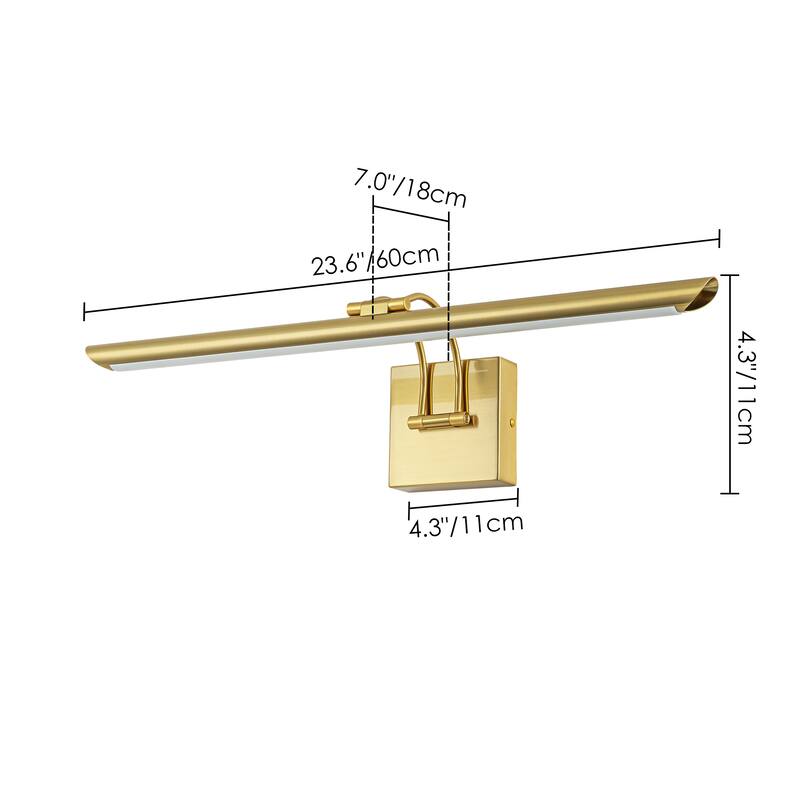 1-Light Modern Black/Gold Linear Metal Adjustable LED Picture Light/Bathroom Vanity Light