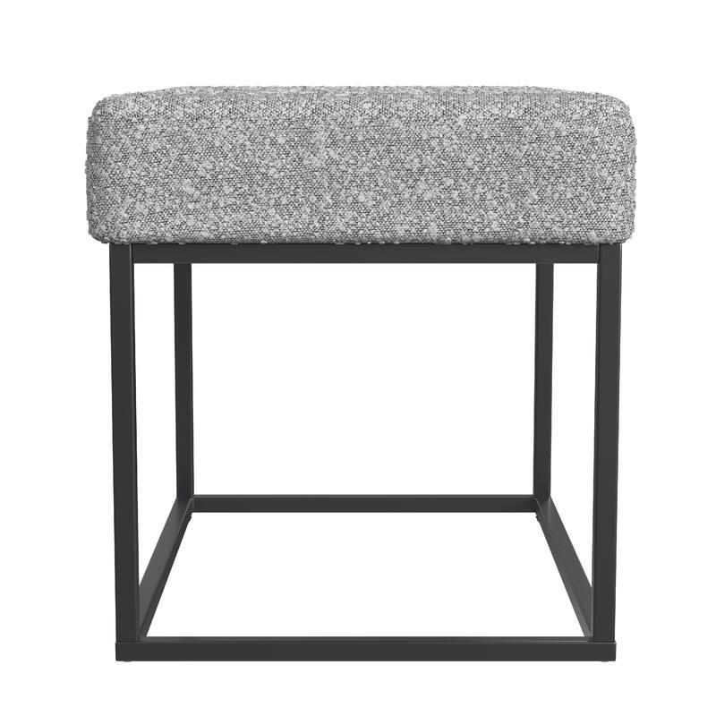 Kai Ottoman Footstool, Heather Gray Yarn Cream Boucle, Black, 22 Inch