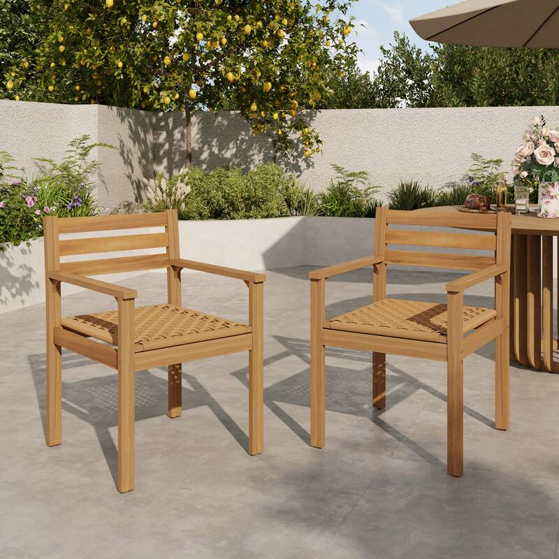 Christopher Knight Home - Rustic Outdoor Acacia Wood Dining Armchair Set (Set of 2)