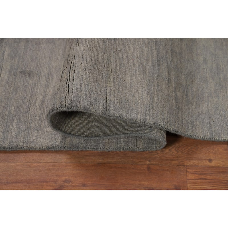 Gabbeh Modern Runner Rug Hand-Knotted Grey Wool Carpet - 2'9"x 9'7"