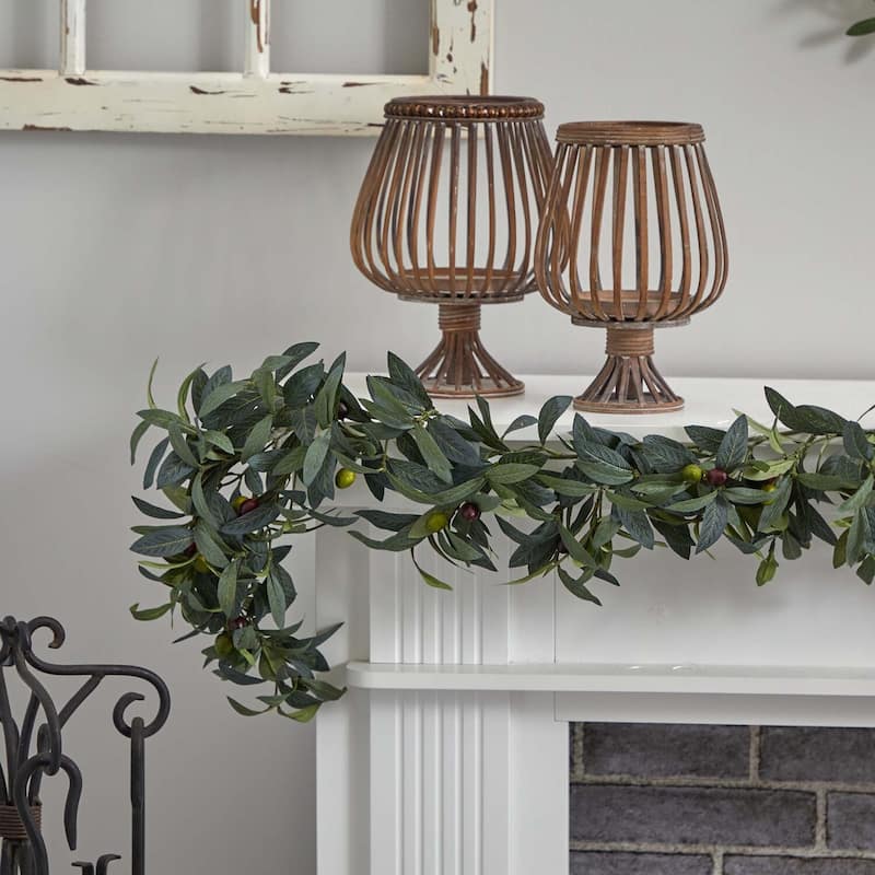 Artificial Olive Garland 6.5Ft - Lush Greenery for Home Decor & Events - 78