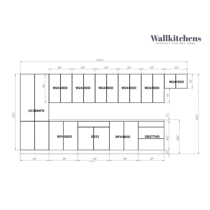 Kitchen Imperial Collection White Matte Color Base Size 15Ft Wide - 174x24