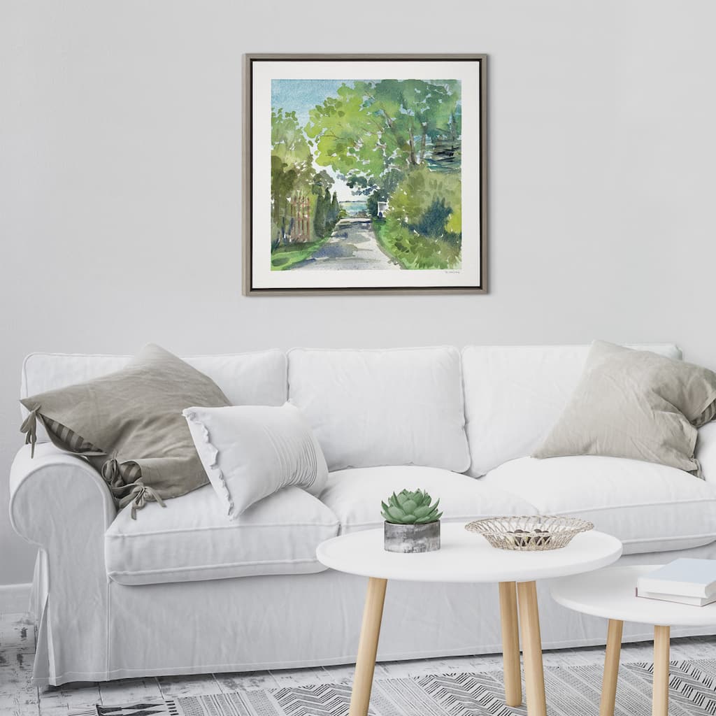 Kate and Laurel Sylvie The Lane and Sea Framed Canvas by Patricia Shaw