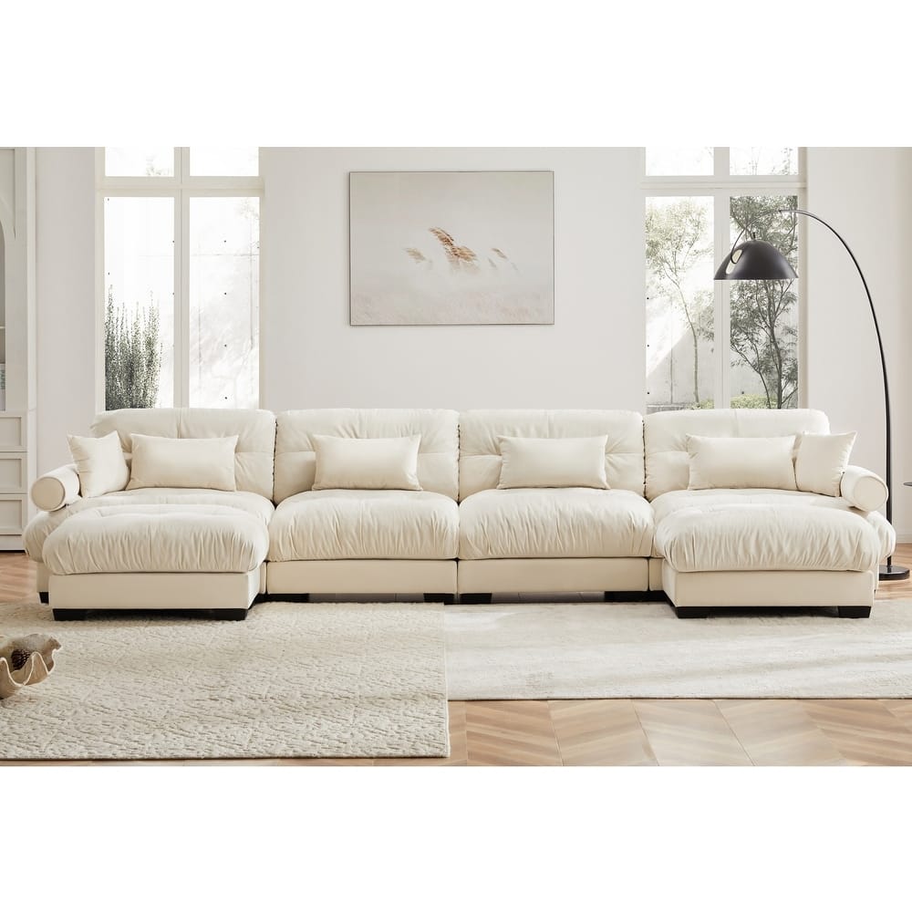 166" Modular U-shaped Sectional Sofa Cloud Couch with Movable Ottomans