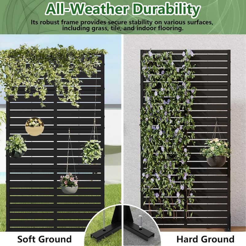 72in Dovelina Outdoor Freestanding Metal Privacy Screen Decorative Garden Fence