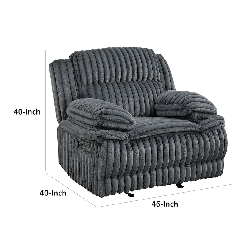 Rexy Manual Glider Reclining Chair, Textured Dark Gray Corduroy