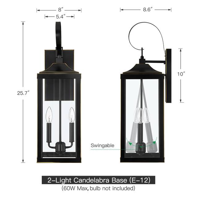 25.7"H 2-Light Large Outdoor Bronze Exterior Wall Lantern Sconce Light