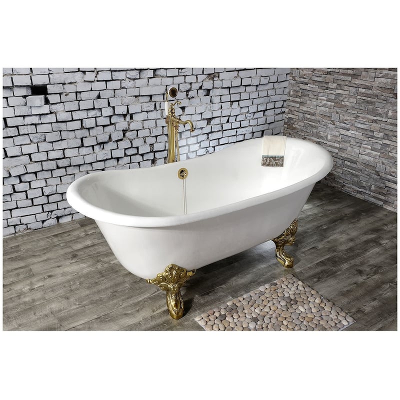 Kingston Brass Aqua Eden 67" Clawfoot Cast Iron Soaking Tub with