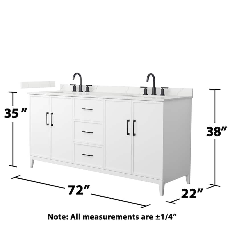 Elan 72-inch Double Vanity, 3 Hole Quartz Top