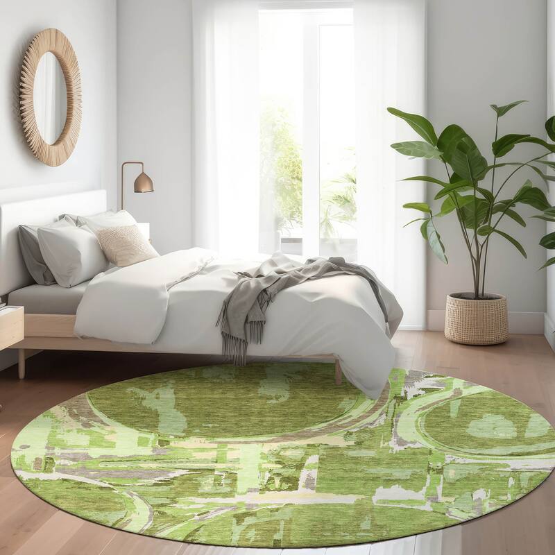 Premium Washable Super Soft Contemporary Casual Mayfield Rug - Green - 8' x 8'