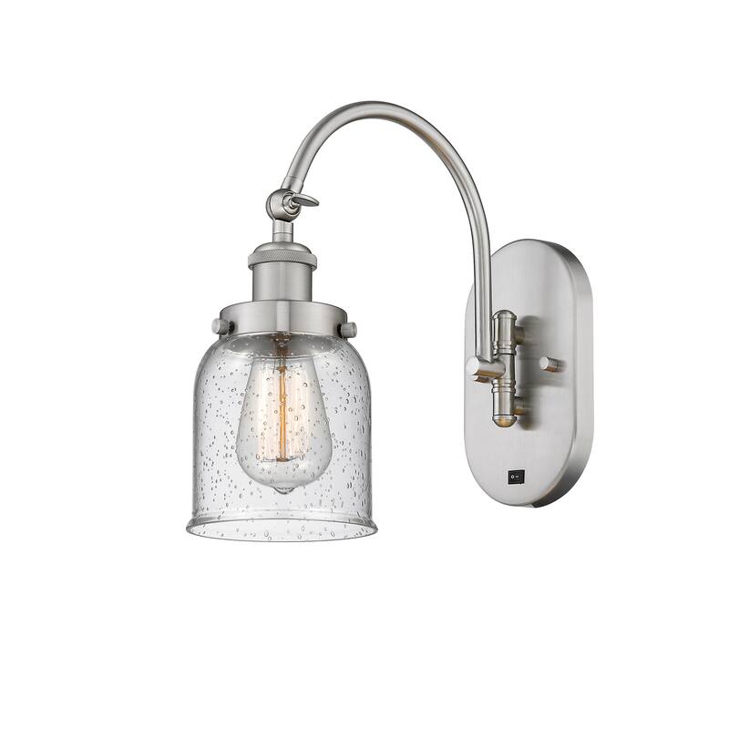 Innovations Lighting Franklin Restoration Bell - 1 Light 5" Sconce - Arm Swivels Side To Side - Seedy/Brushed Satin Nickel