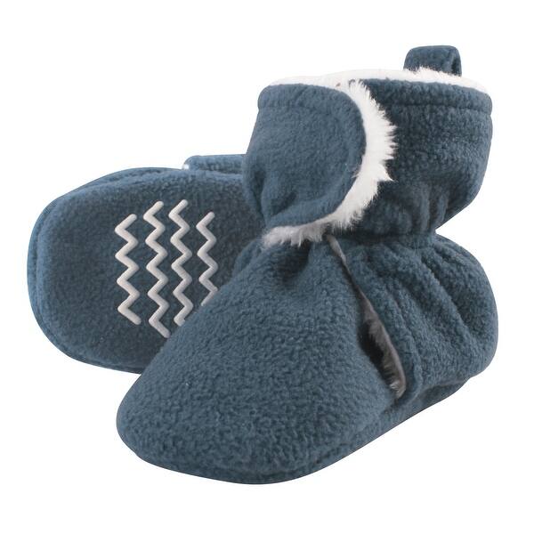 slide 1 of 1, Hudson Baby Infant and Toddler Boy Cozy Fleece and Faux Shearling Booties, Coronet Blue 0-6 Months - Coronet Blue