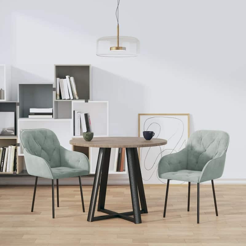 vidaXL Dining Chairs 2 Pcs Accent Upholstered Chair for Living Room Velvet - 22.4" x 24" x 31.5" - Light gray