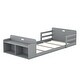 preview thumbnail 9 of 18, Twin Floor Bed with Storage Footboard & Guardrails - Pine Wood Construction