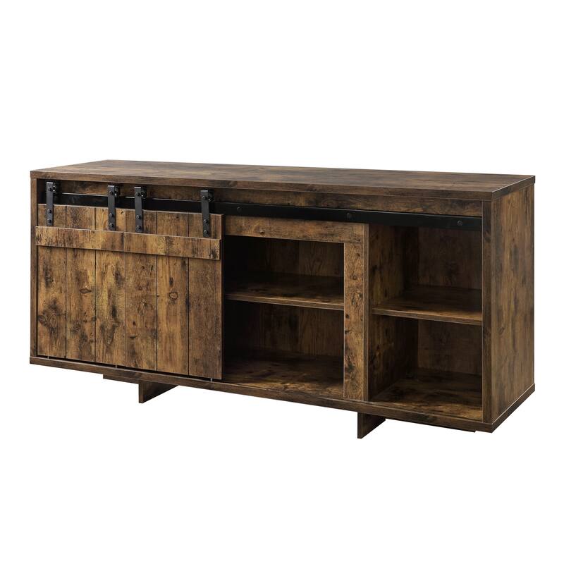 Rustic Farmhouse TV Stand with Sliding Barn Doors and Storage for 60-Inch Flat Screen
