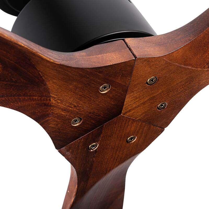YUHAO SylvanAir Modern 52 in. Flush Mount Outdoor/Indoor Ceiling Fan with 3 Solid Wood Blades and DC Reversible Motor