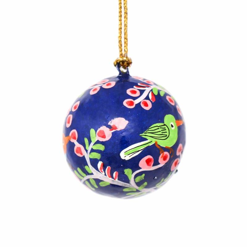 Recycled Paper Handpainted Animal Theme Ornaments, Set of 2 (India)