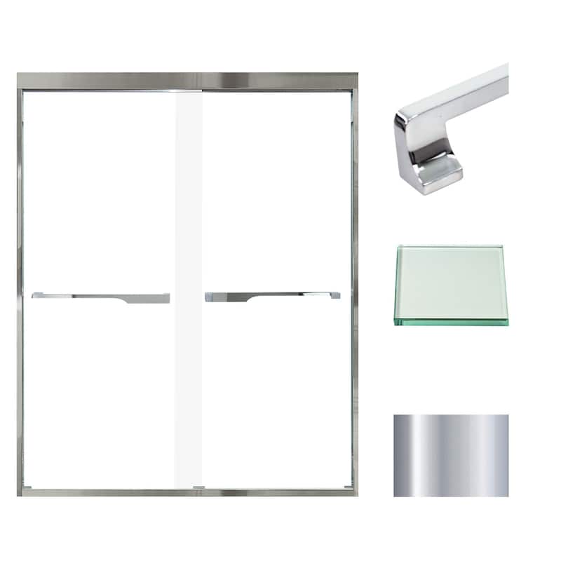 Transolid FBPT607608C-J 76" High x 59" Wide Bypass Frameless Shower - Polished Chrome
