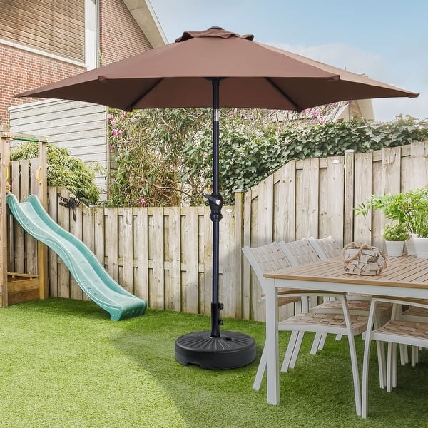 slide 2 of 103, Autlaycil 7.5FT Solar Patio Umbrella with Base and Tilt,Crank Coffee