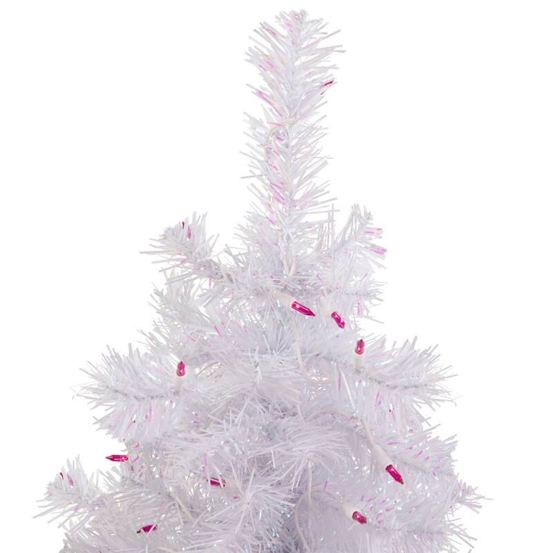 Pre-Lit Medium Rockport White Pine Artificial Christmas Tree - 2' - Pink Lights - 2 Foot
