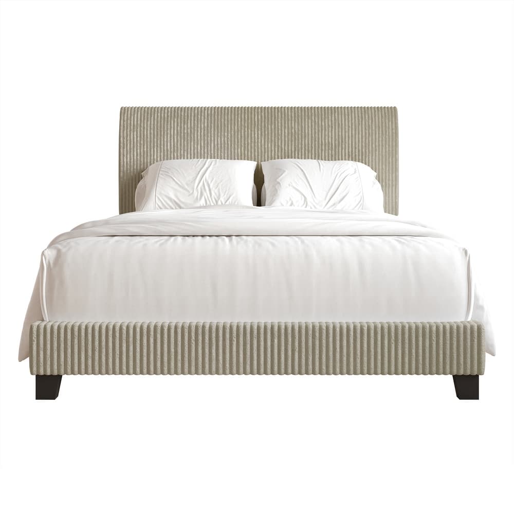 CraftPorch Corduroy Elegant and Chic Velvet Upholstered Bed