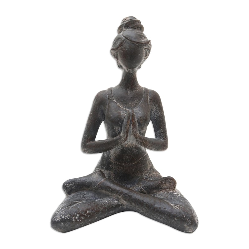 Novica Handmade Asana Pose In Brown Cement Statuette