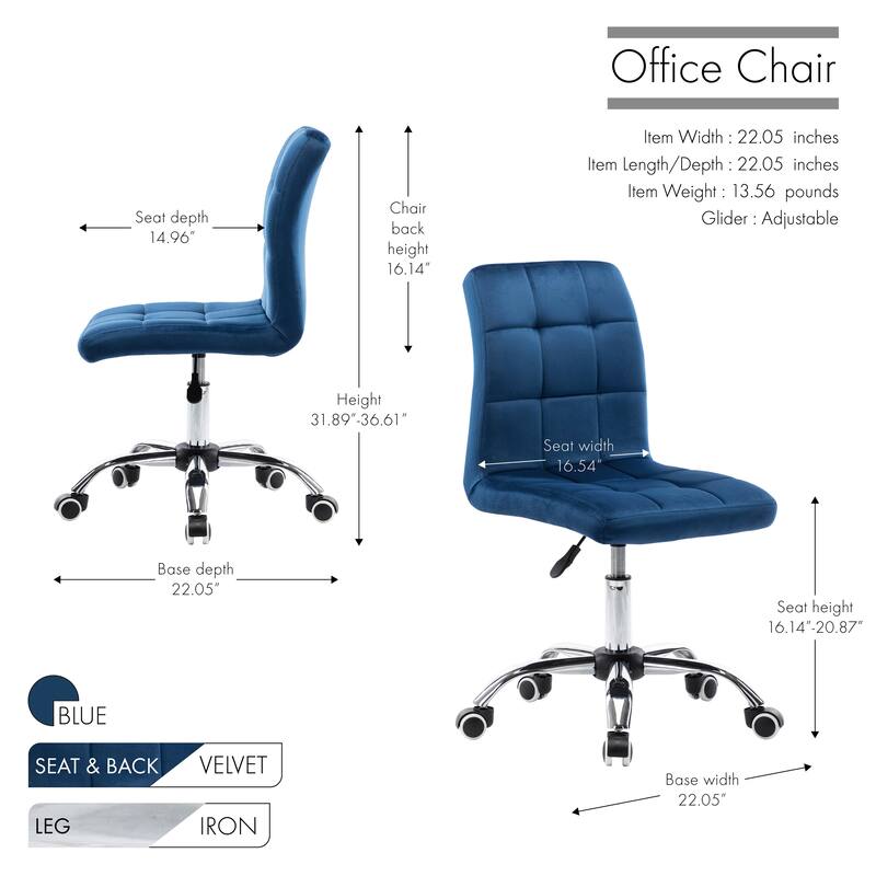 Porthos Home Palina Home Office Desk Chair, Velvet, Roller Wheels